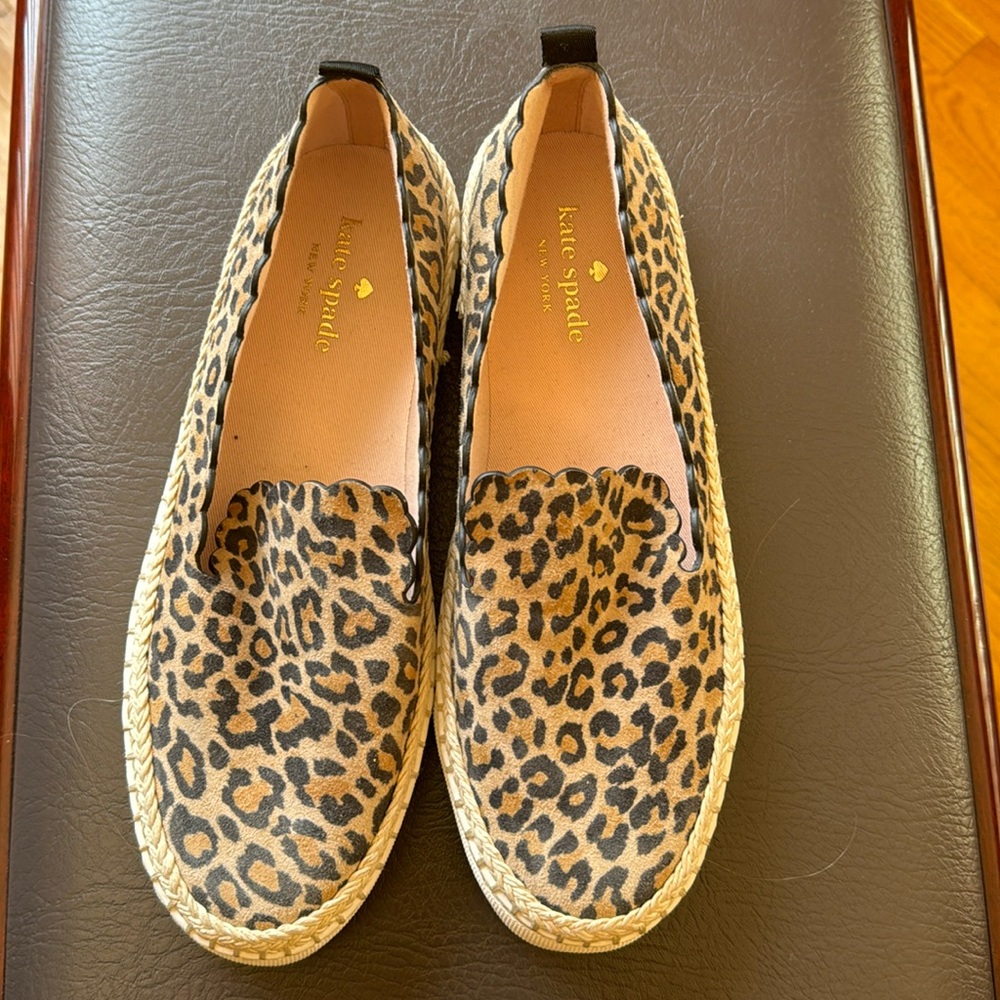 Kate Spade suede animal print espadrilles